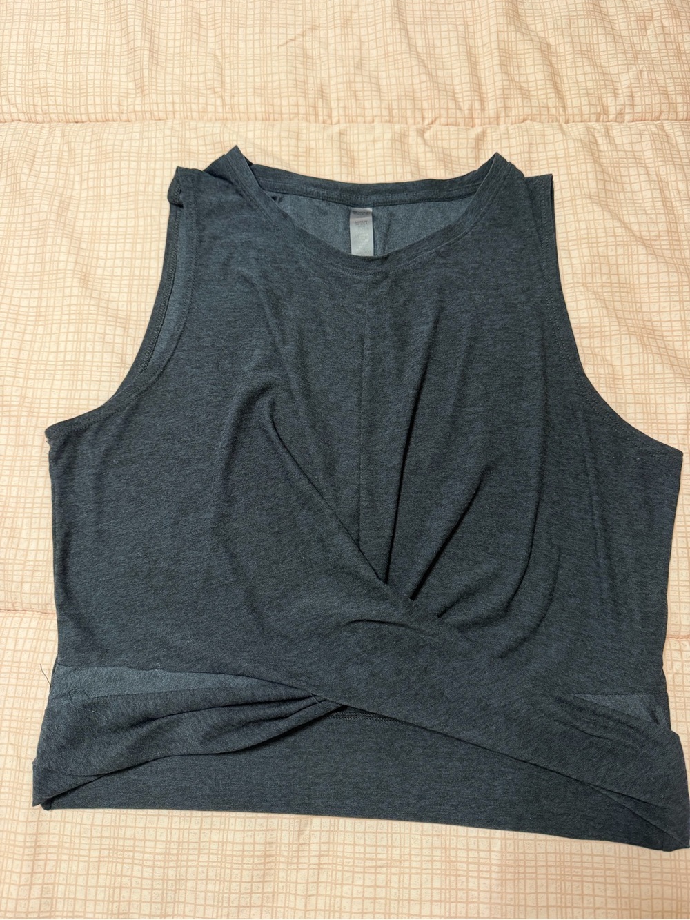 Beyond Yoga Charcoal Twist-Front Tank